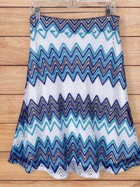 Plus Size Y2K Chevron Knit Midi Skirt 1X